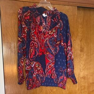 VENUS Red and Blue Paisley Blouse